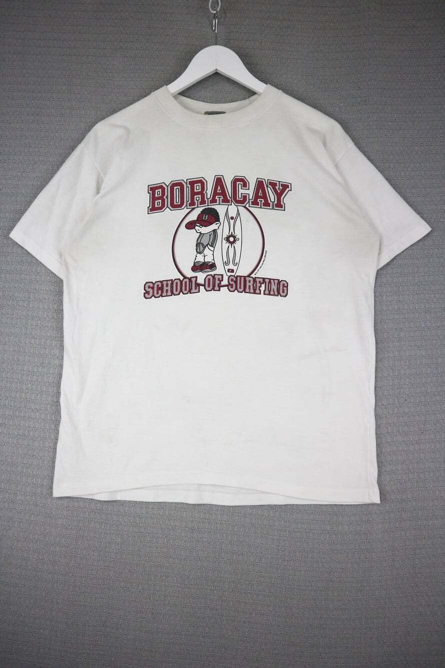 Vintage Boracay School of Surfing White T-Shirt Size M Graphic Tee Philippines Y